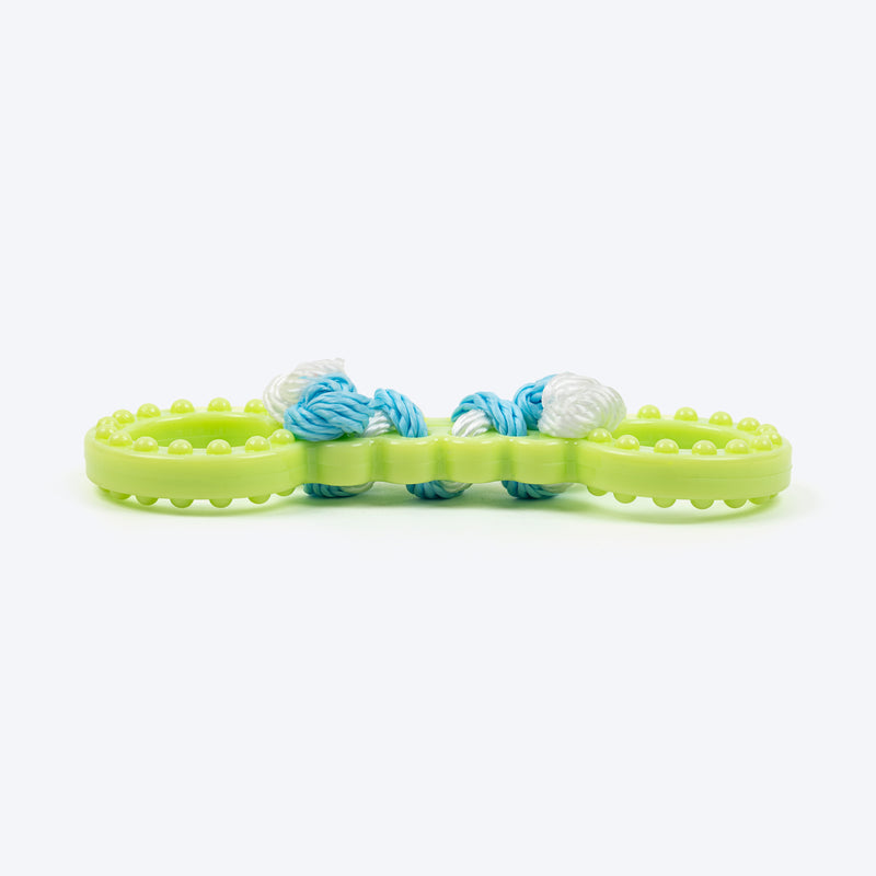 TLC Twin Rings Chew Toy For Puppies & Small Dogs - Green - Heads Up For Tails