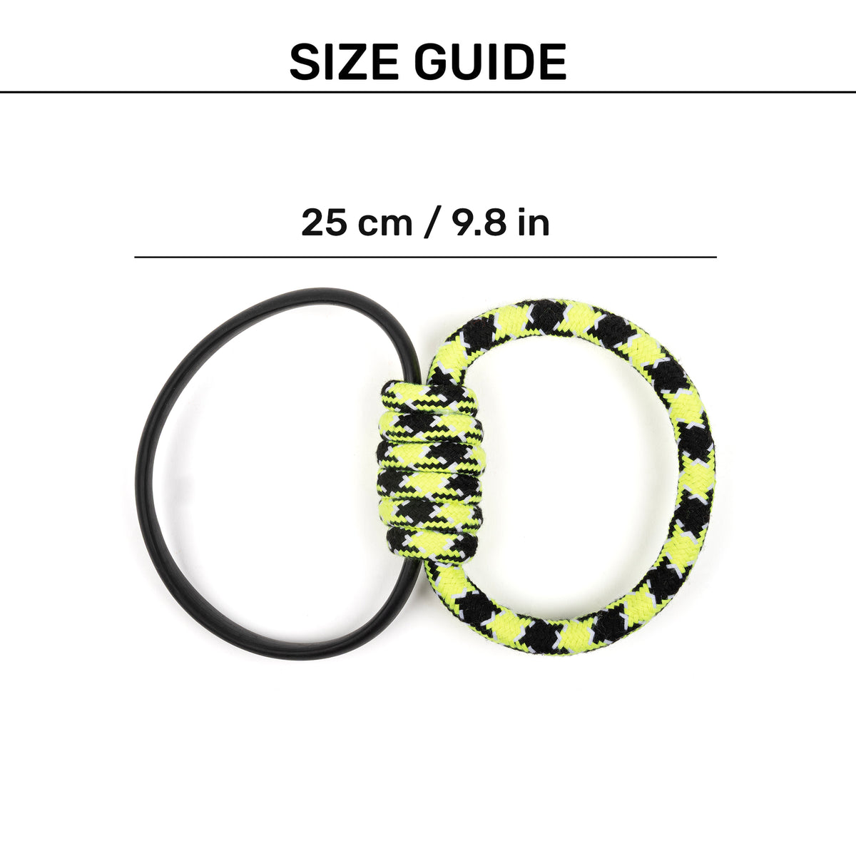 HUFT Twin Ring Tug Rope Toy For Dog - Black & Neon - Heads Up For Tails