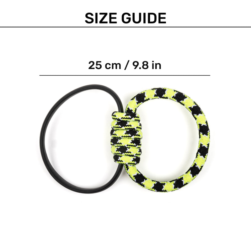 HUFT Twin Ring Tug Rope Toy For Dog - Black & Neon - Heads Up For Tails