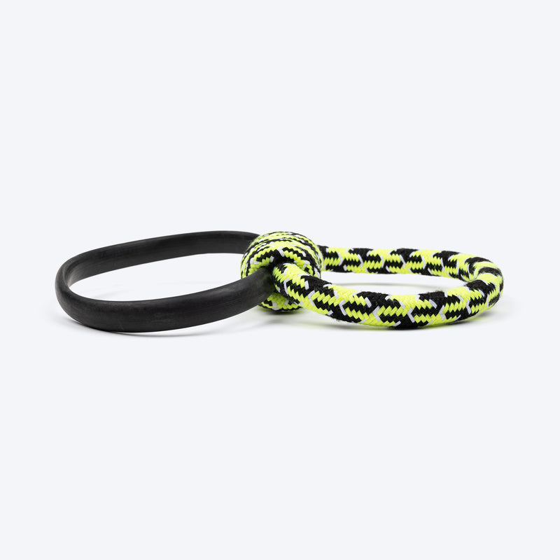 HUFT Twin Ring Tug Rope Toy For Dog - Black & Neon - Heads Up For Tails