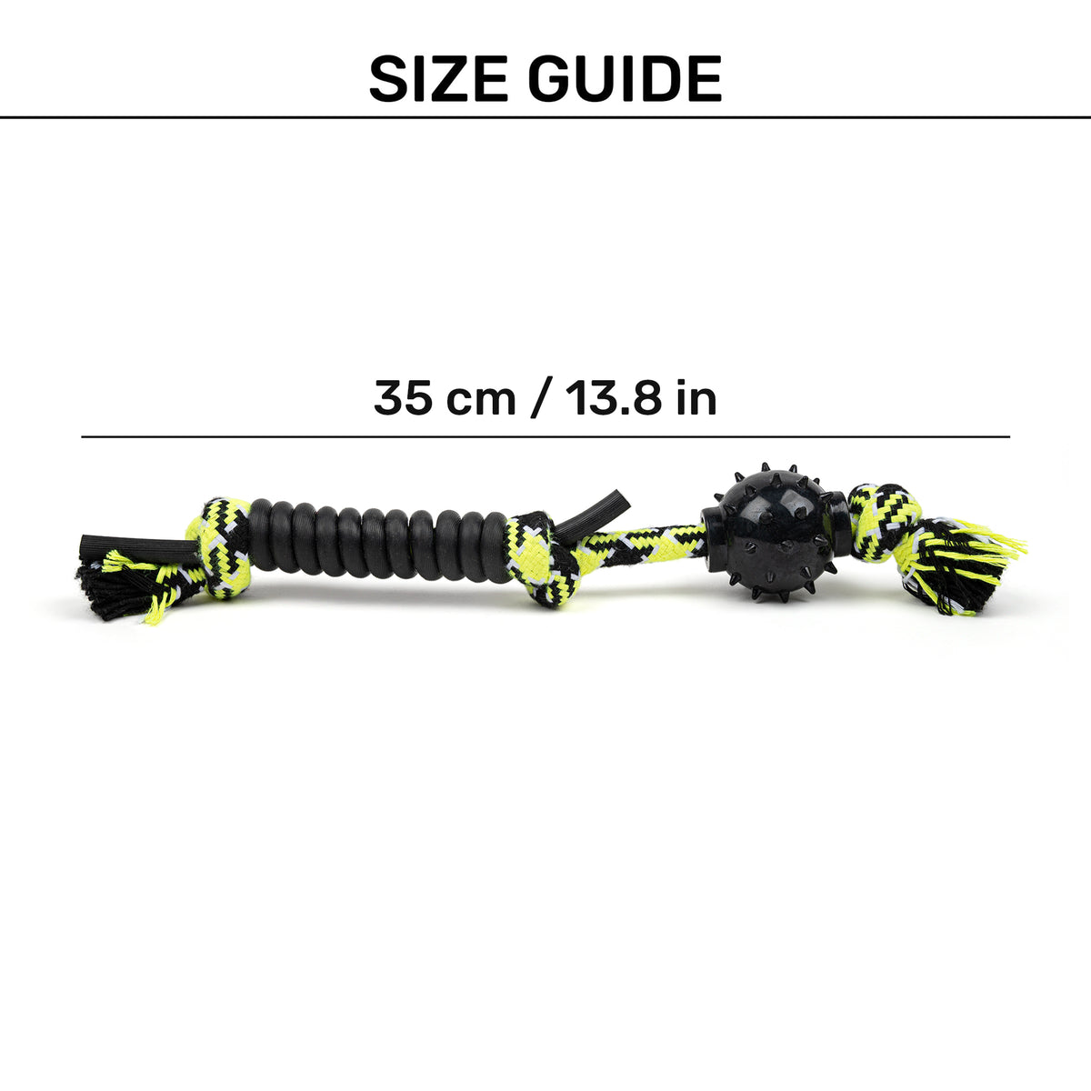 HUFT Power-Pull Rope Toy For Dog - Black & Neon - Heads Up For Tails