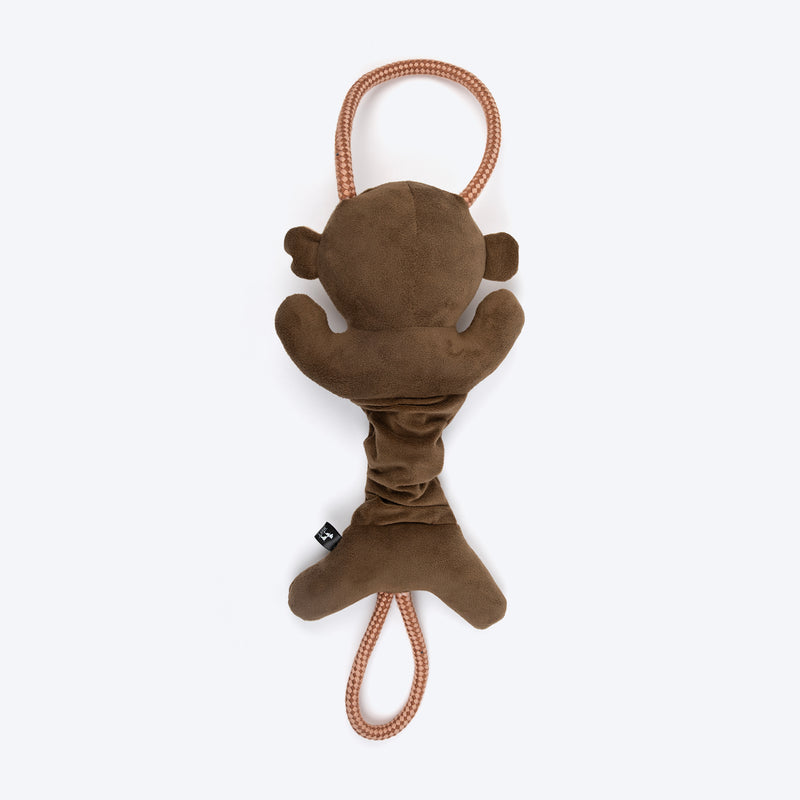 HUFT Bungee Monkey Squeaky Plush Toy For Dog - Brown