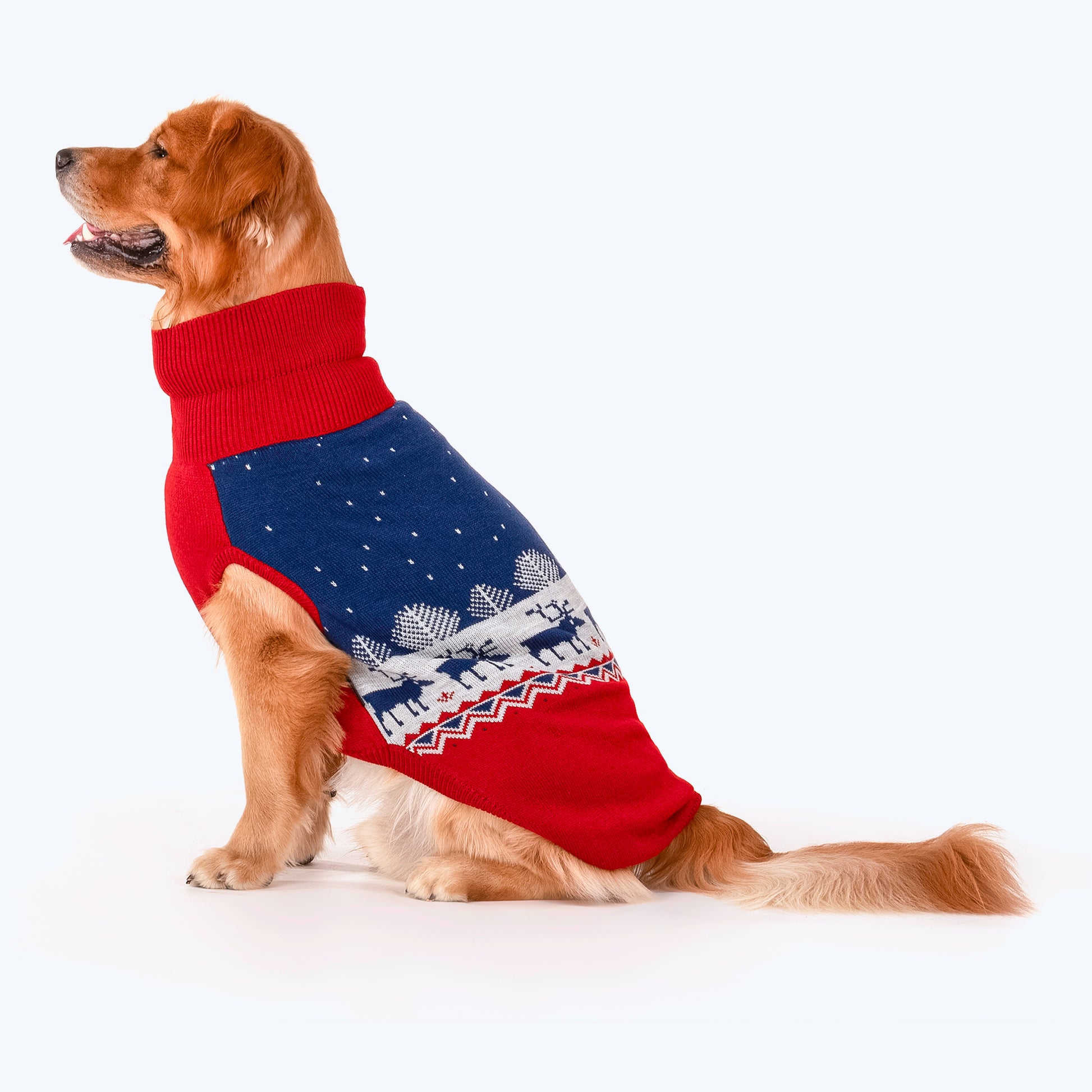 HUFT Winter Miracle Sweater For Dogs - Red & Blue - Heads Up For Tails