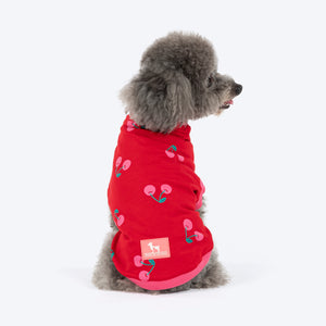 HUFT Cherry Pop Printed T-Shirt For Small Dog - Red - Heads Up For Tails
