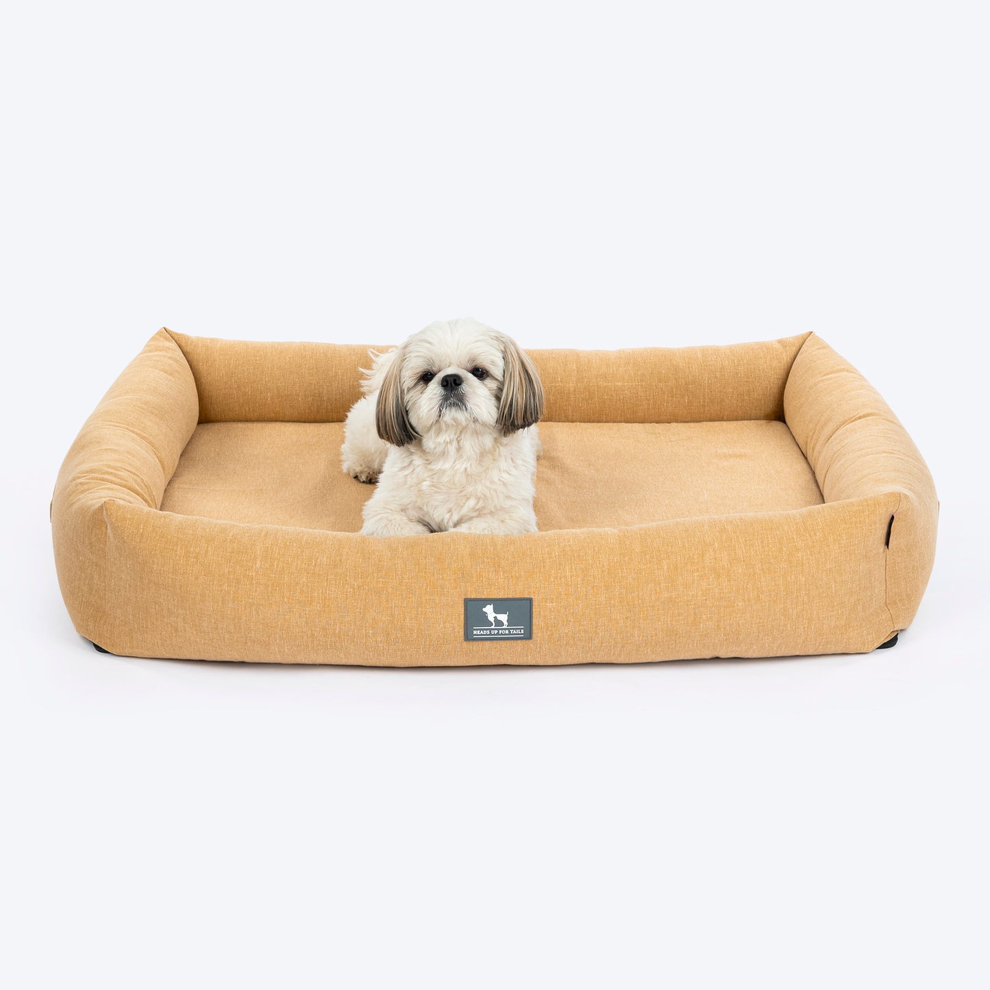 HUFT Personalised Nap Haven Orthopaedic Lounger Bed For  Dog - Light Brown - Heads Up For Tails