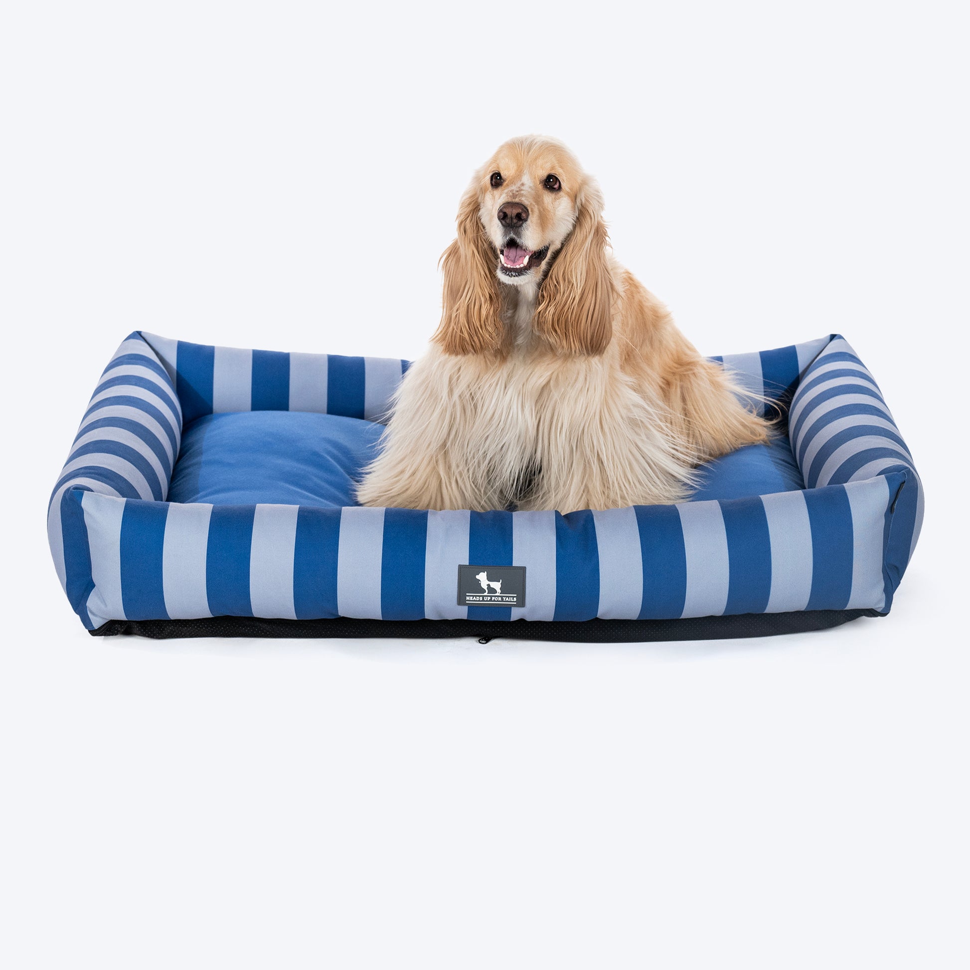 HUFT Stripe Siesta Lounger Dog Bed - Blue & White - Heads Up For Tails