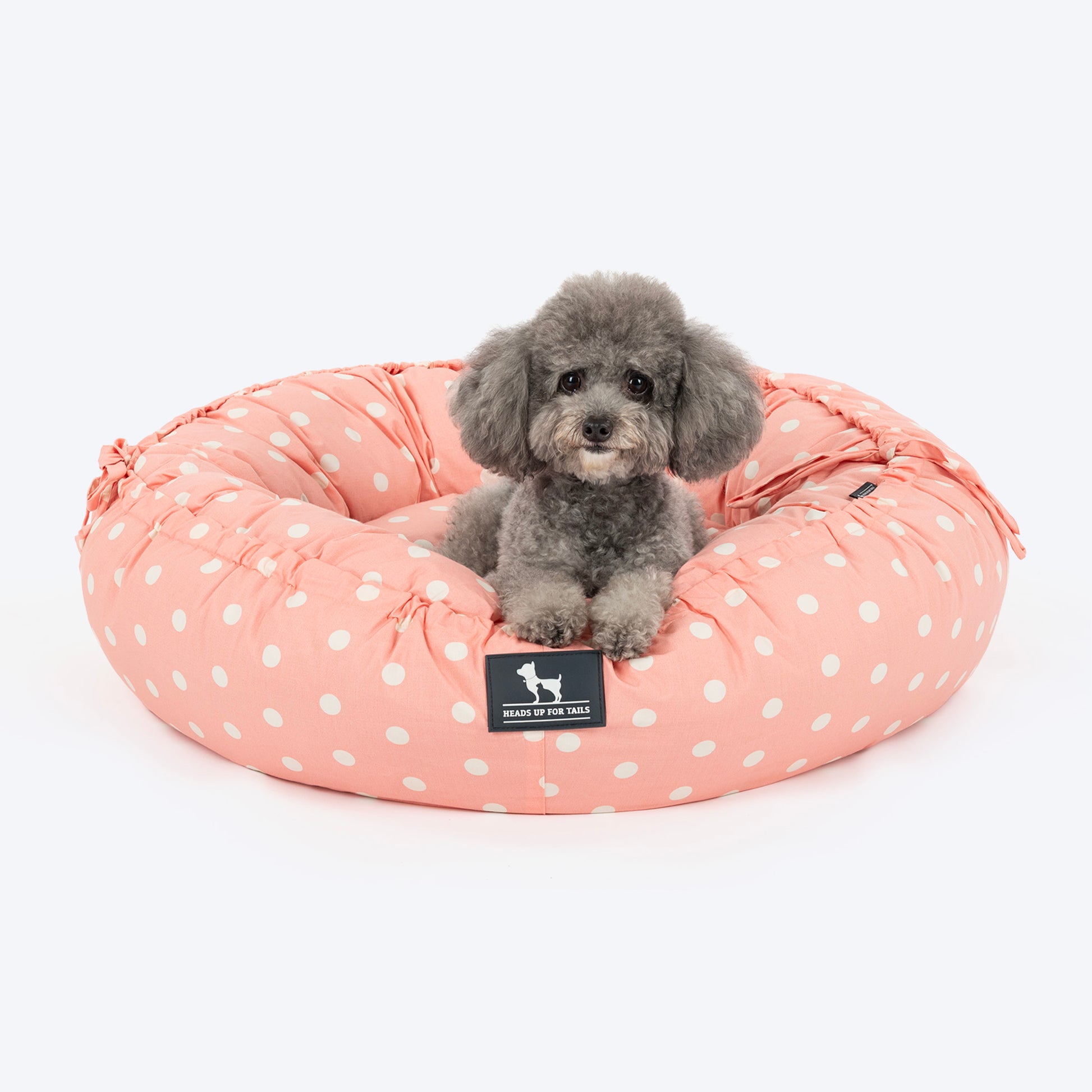 HUFT Polka Paws Adjustable Donut Bed For Dog & Cat - Peach - Heads Up For Tails