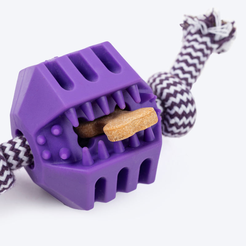 Dash Dog Mini Barbell Rope Toy For Dog - Purple - Heads Up For Tails