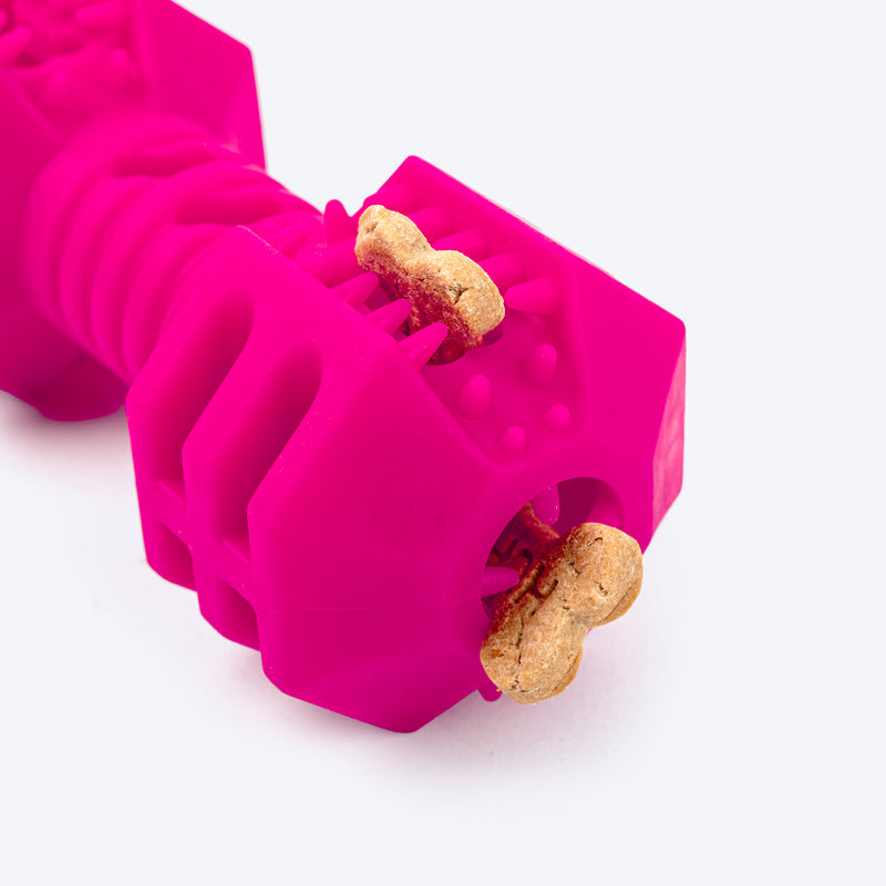 Dash Dog Dumbbell Dynamo Chew Toy For Dog - Pink - Heads Up For Tails