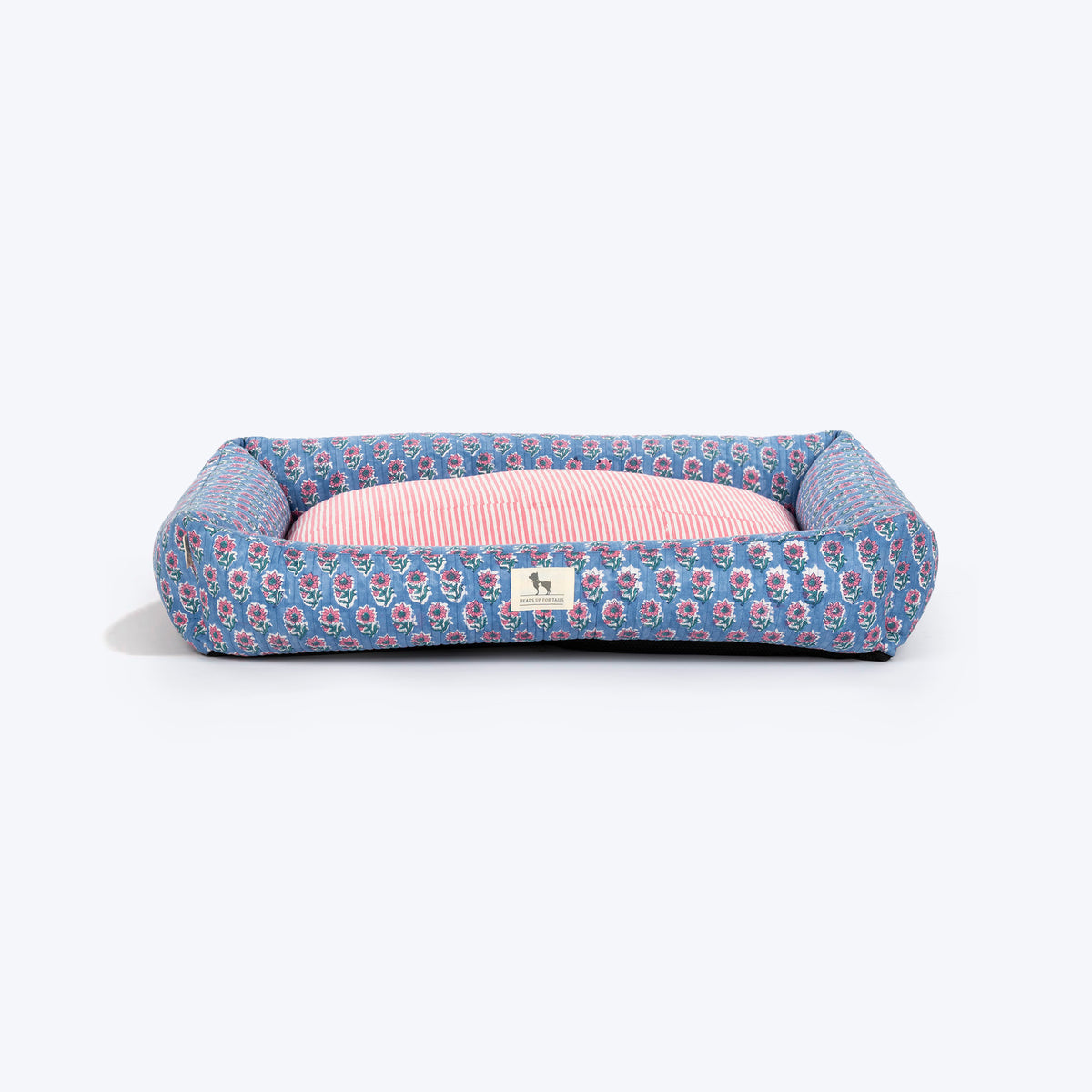 HUFT Jaipuri Phool Lounger Dog Bed - Blue & Pink