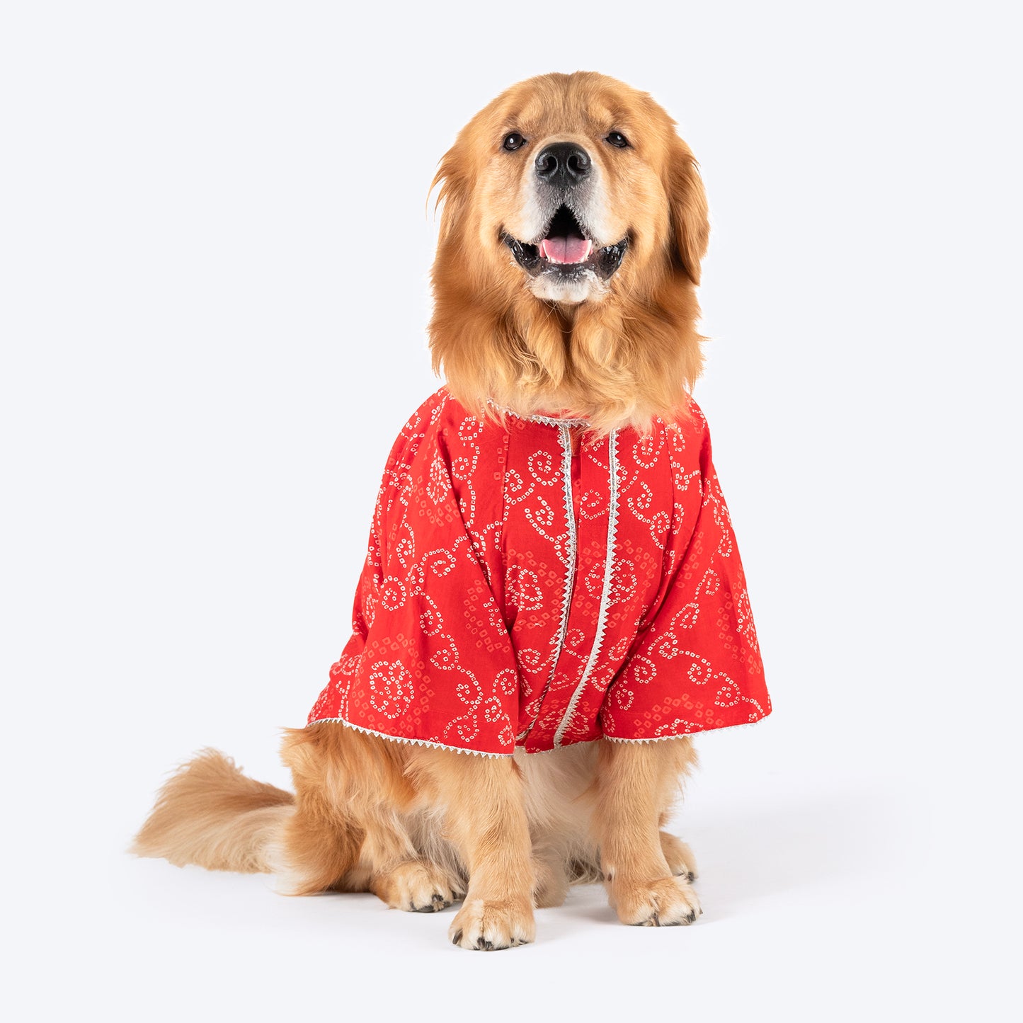 HUFT Bandhani Breeze Kurta For Dog - Red