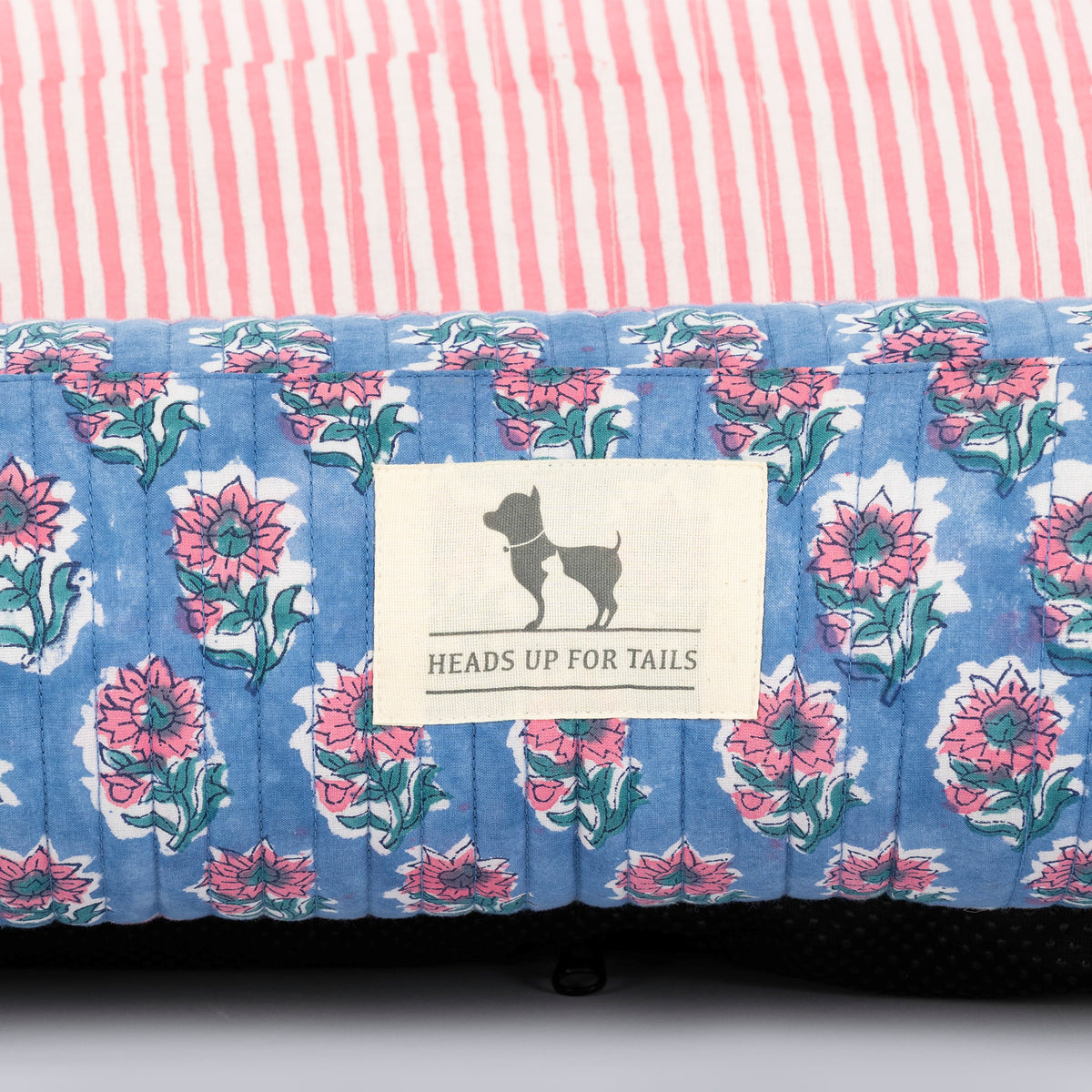 HUFT Jaipuri Phool Lounger Dog Bed - Blue & Pink