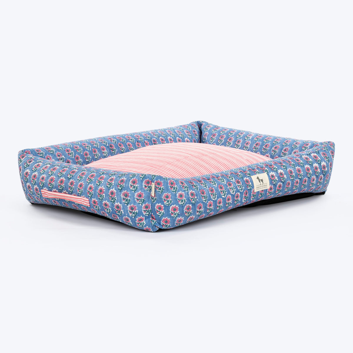HUFT Jaipuri Phool Lounger Dog Bed - Blue & Pink