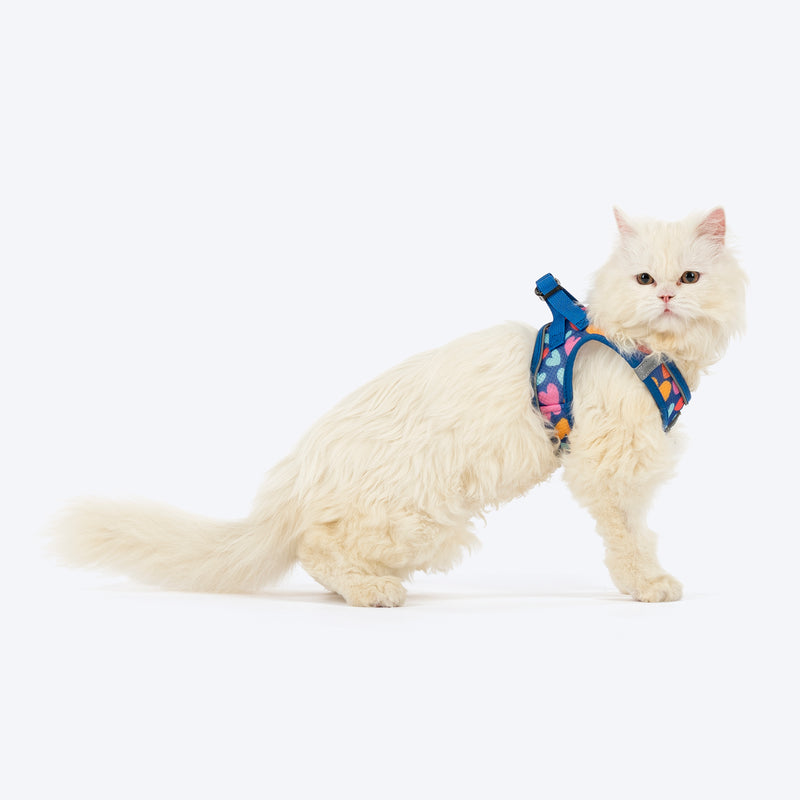 HUFT Easy Breezy Step-In Harness & Leash Set For Cat - Blue - Heads Up For Tails