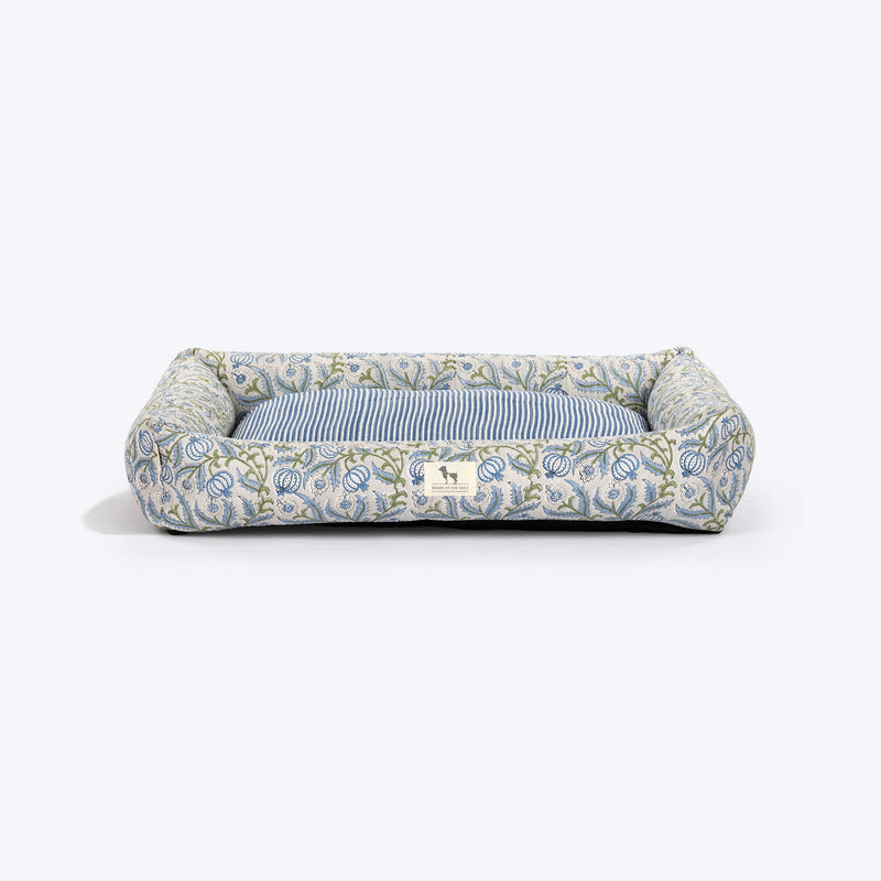 HUFT Jaipuri Baagh Lounger Dog Bed - Indigo