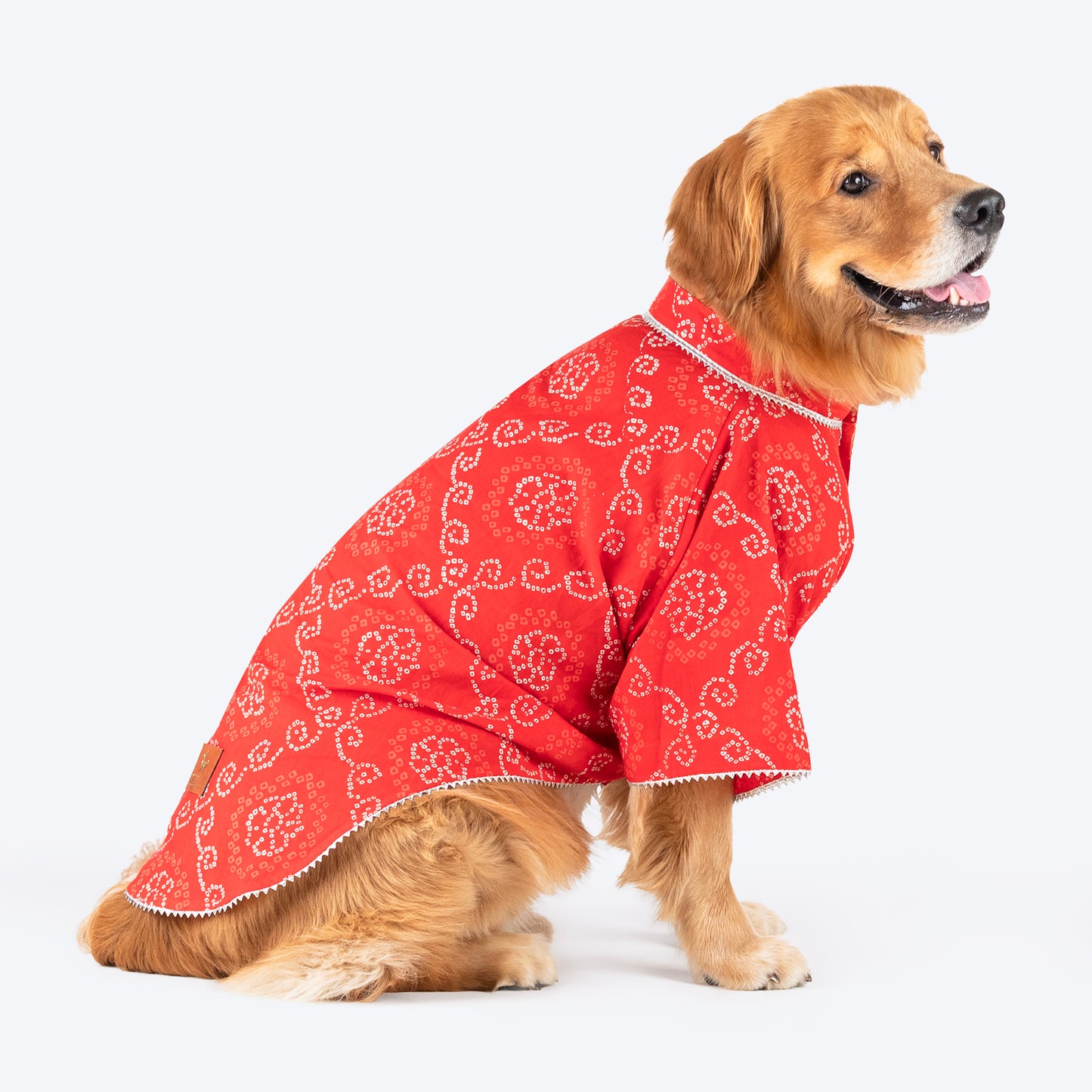 HUFT Bandhani Breeze Kurta For Dog - Red