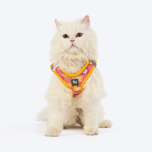 HUFT Easy Breezy Step-In Harness & Leash Set For Cat - Yellow & Pink