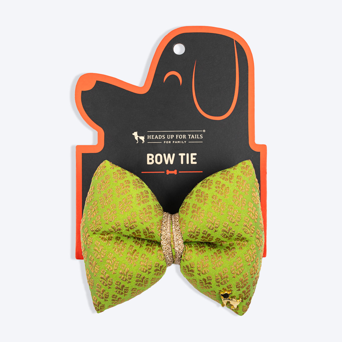 HUFT Shahi Brocade Bow Tie For Dog - Lime Green - Heads Up For Tails