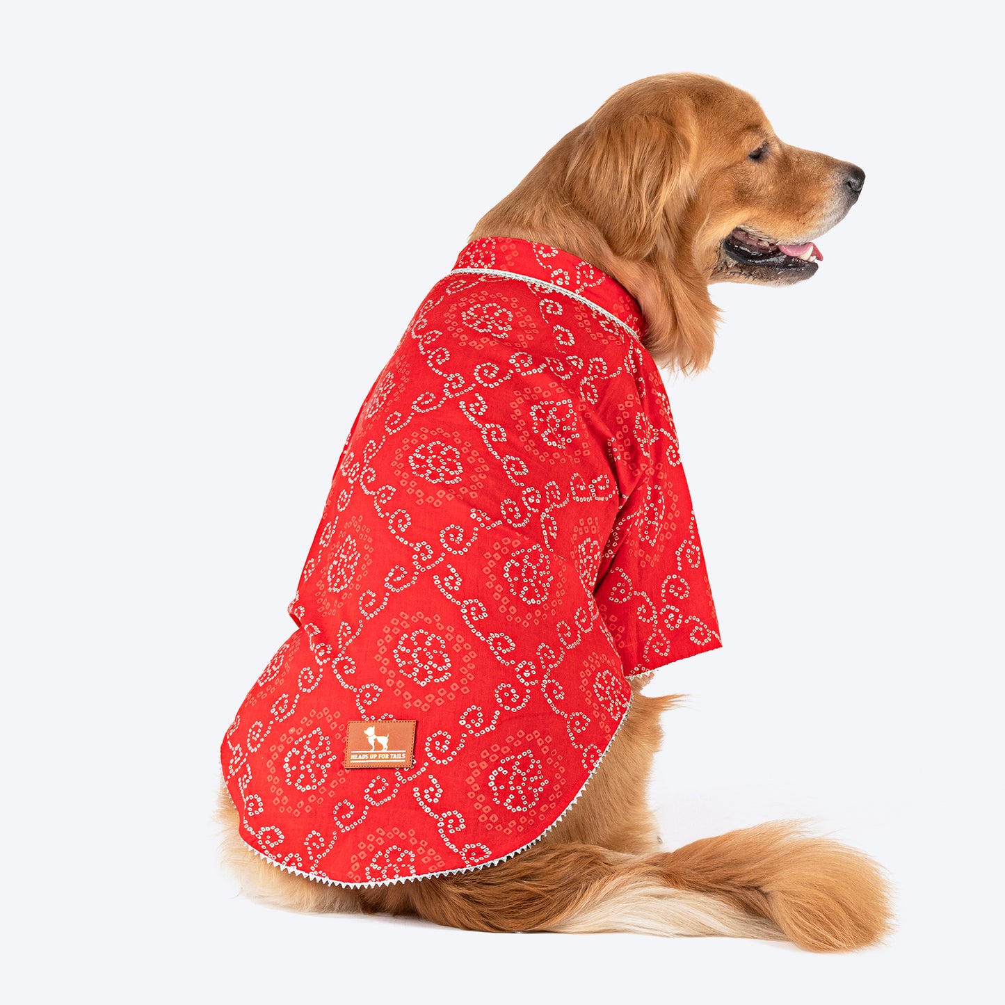 HUFT Bandhani Breeze Kurta For Dog - Red