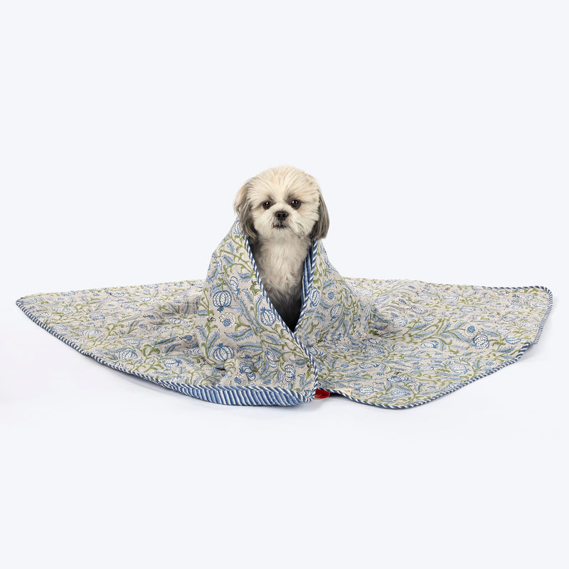HUFT Jaipuri Baagh Blanket For Dog & Cat - Indigo