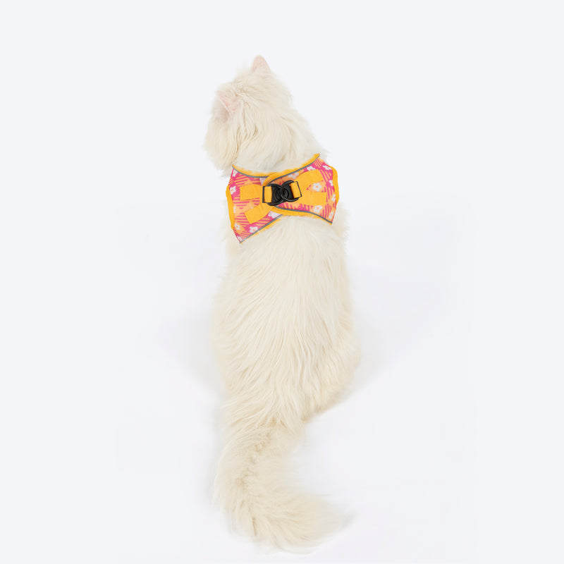 HUFT Easy Breezy Step-In Harness & Leash Set For Cat - Yellow & Pink - Heads Up For Tails