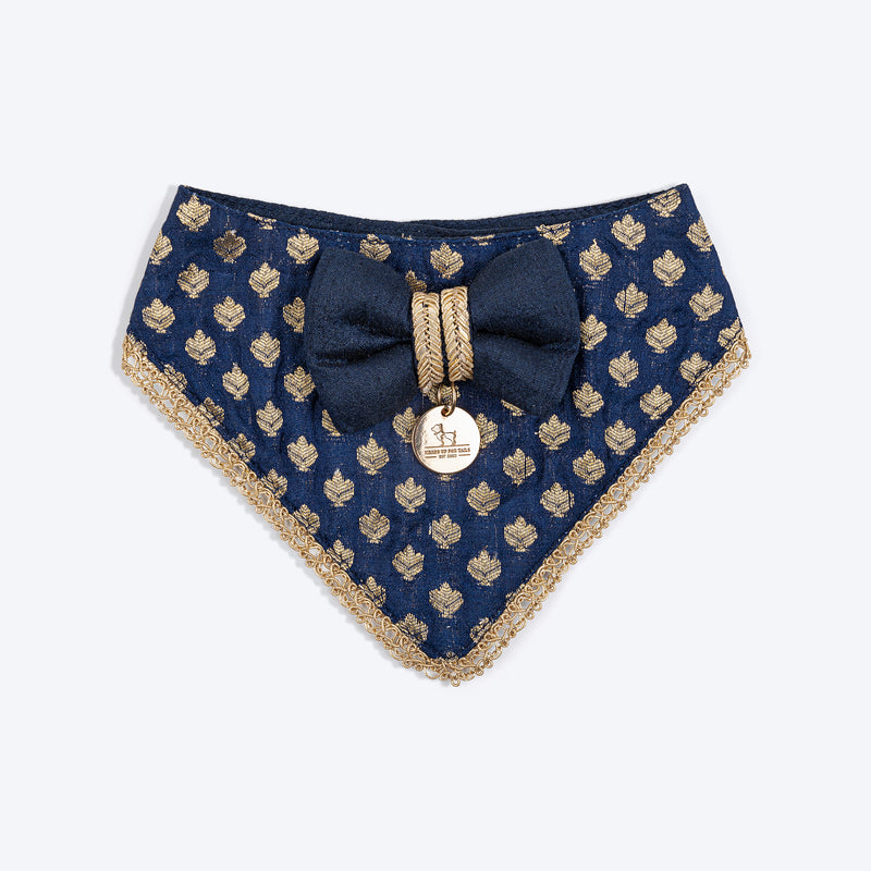 HUFT Brocade Dazzle Pet Scarf For Cat & Puppy - Blue - Heads Up For Tails