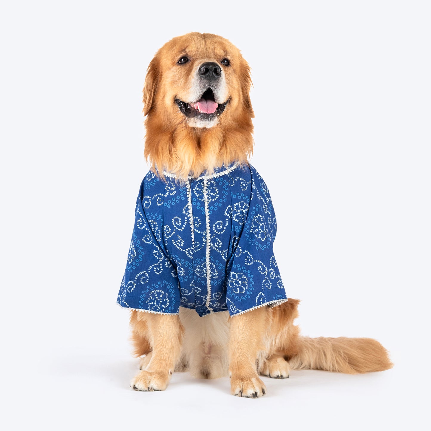 HUFT Bandhani Breeze Kurta For Dog - Blue