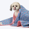 HUFT Jaipuri Phool Dog Blanket - Blue & Pink