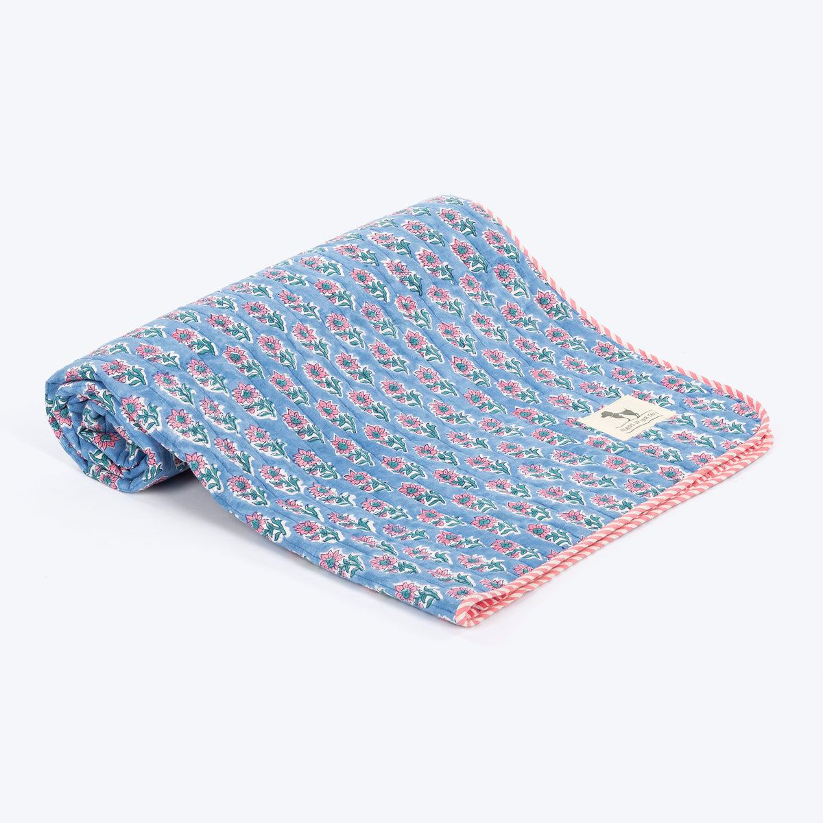 HUFT Jaipuri Phool Dog Blanket - Blue & Pink