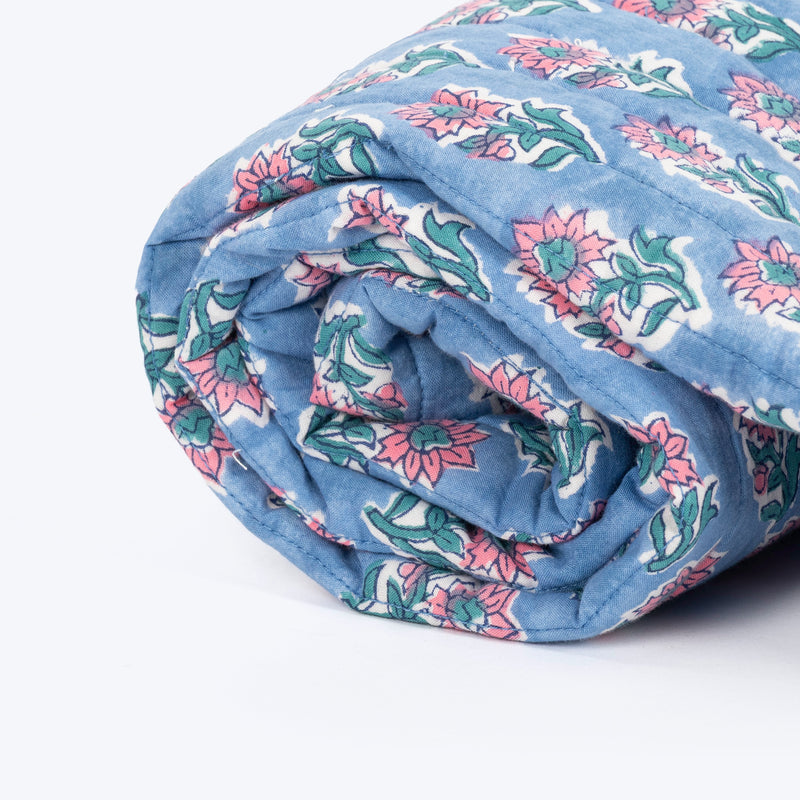 HUFT Jaipuri Phool Dog Blanket - Blue & Pink