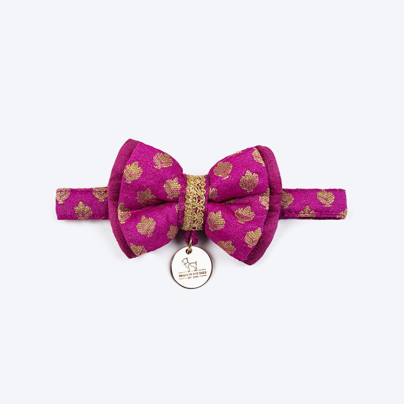 HUFT Brocade Dazzle Bow Tie With Strap For Cat - Purple - Heads Up For Tails