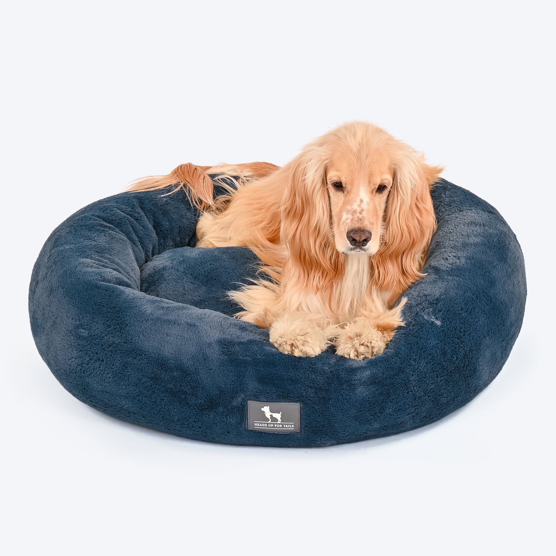 HUFT Furry Donut Pet Bed - Navy Blue - Heads Up For Tails