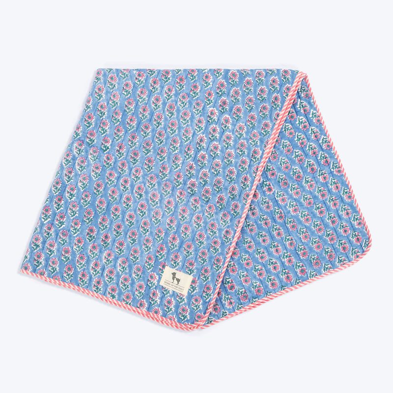 HUFT Jaipuri Phool Dog Blanket - Blue & Pink