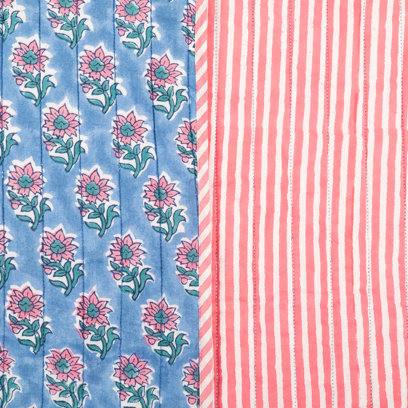 HUFT Jaipuri Phool Dog Blanket - Blue & Pink