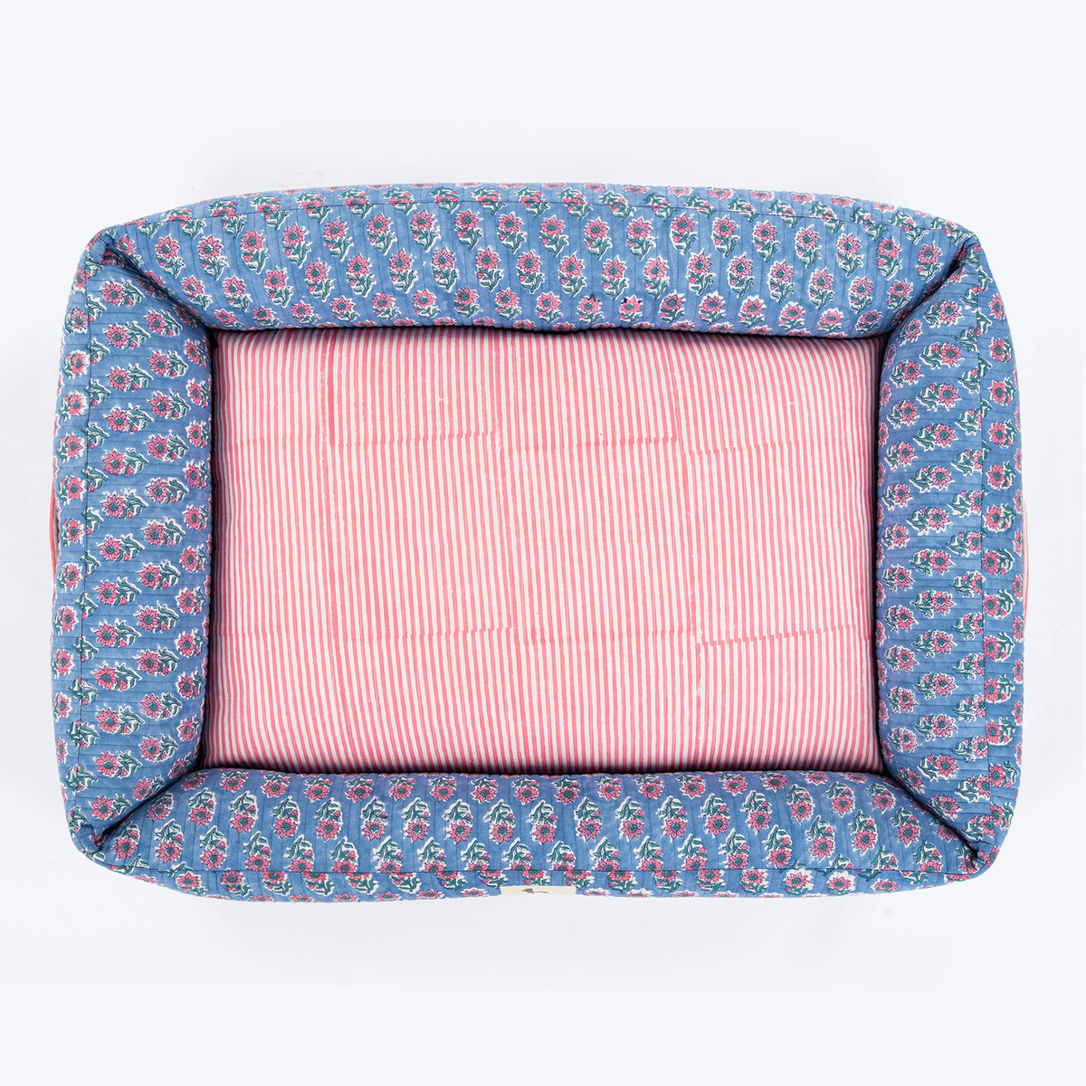 HUFT Jaipuri Phool Lounger Dog Bed - Blue & Pink