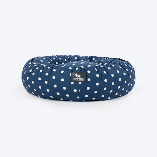 HUFT Polka Paws Adjustable Donut Bed For Dog & Cat - Navy - Heads Up For Tails
