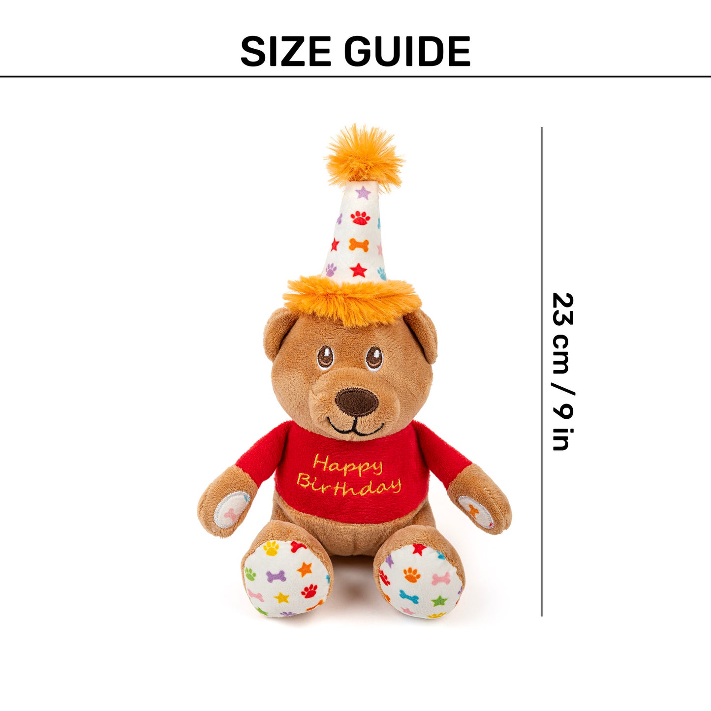 HUFT Barkday Bear Plush Toy For Dog - Multicolor
