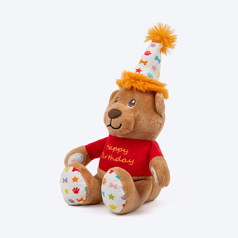 HUFT Barkday Bear Plush Toy For Dog - Multicolor