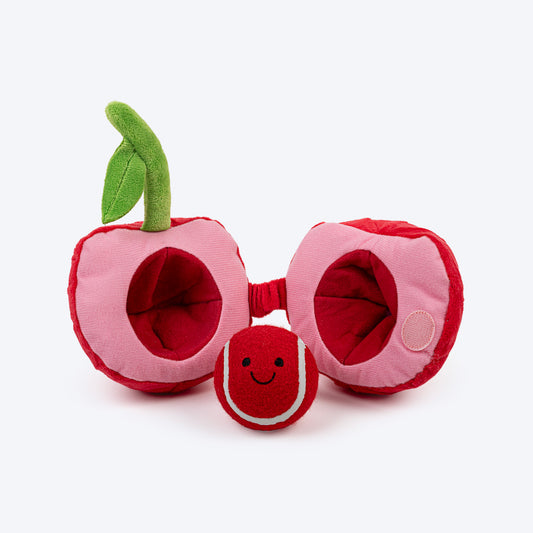 HUFT Cherrylicious Plush Toy With Ball For Dog - Red