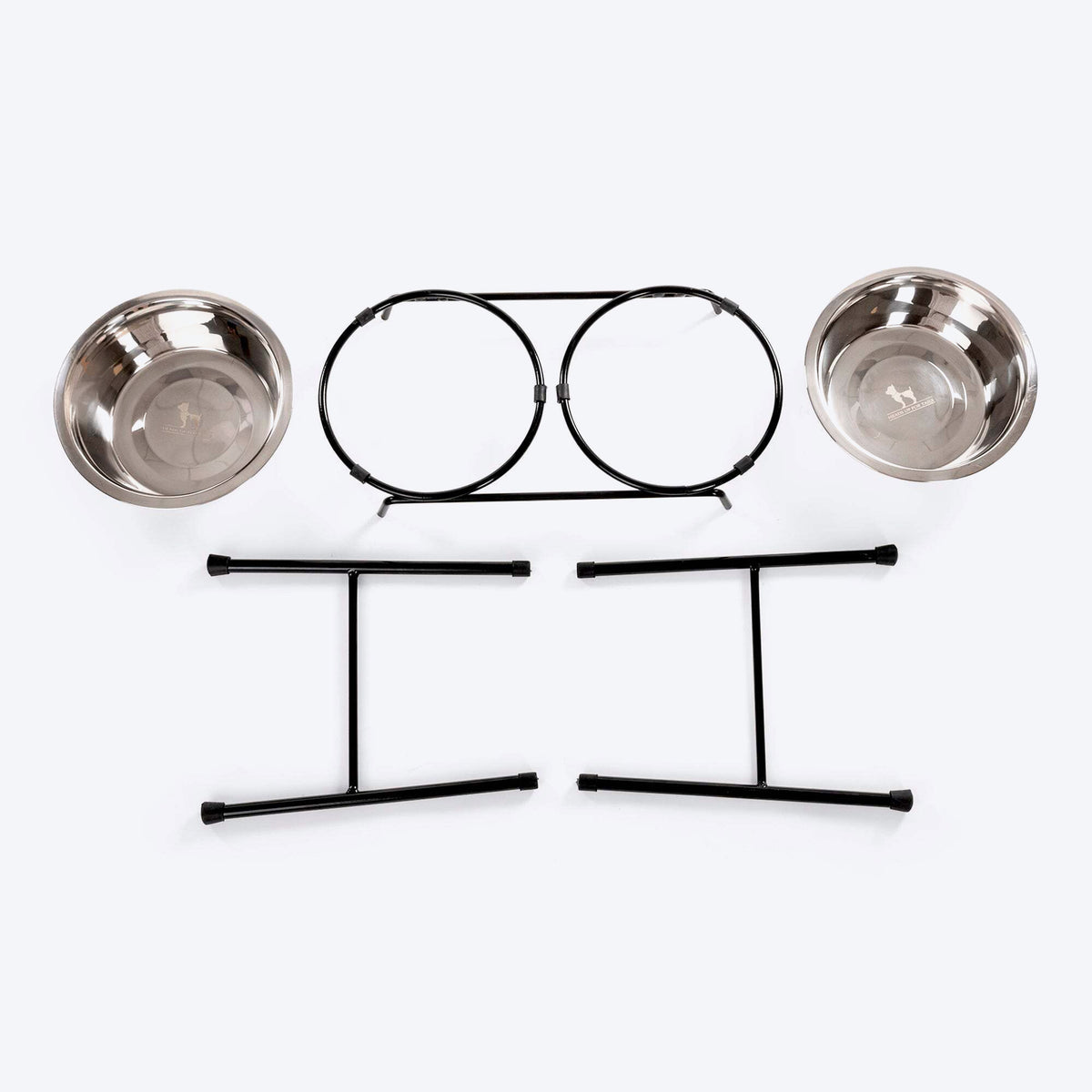 HUFT High Feeder Double Diner Stand With Steel Dog Bowl Inserts - Black - Heads Up For Tails