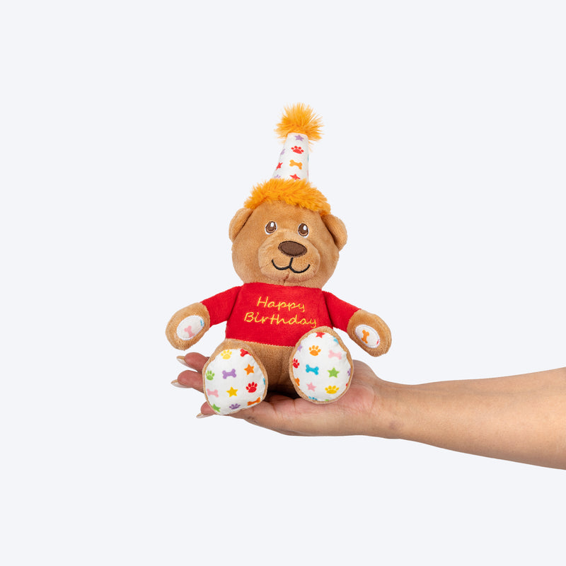 HUFT Barkday Bear Plush Toy For Dog - Multicolor