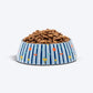 HUFT X Pinklay Strut In Stripes Printed Melamine Bowl With Steel Insert For Dog - Blue - Heads Up For Tails
