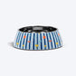 HUFT X Pinklay Strut In Stripes Printed Melamine Bowl With Steel Insert For Dog - Blue - Heads Up For Tails