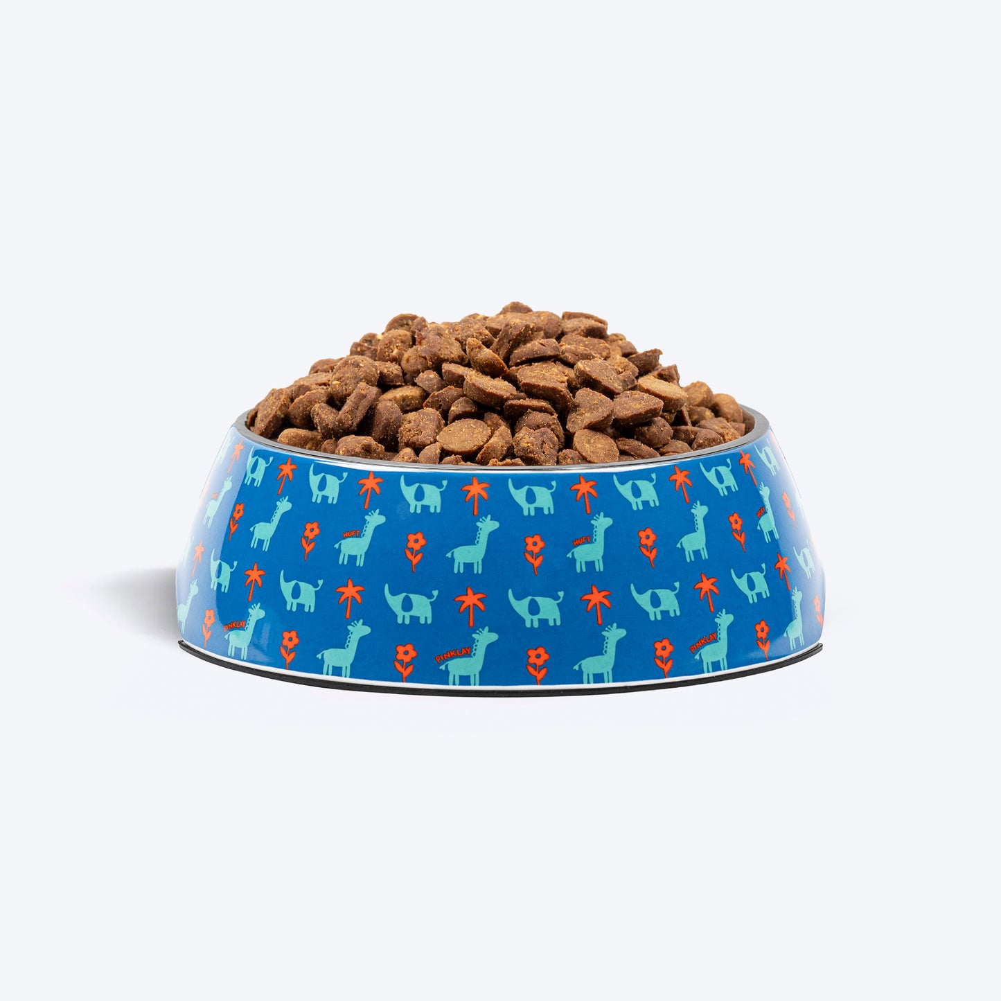 HUFT X Pinklay Jungle Joyride Printed Melamine Bowl With Steel Insert For Dog - Blue & Orange - Heads Up For Tails