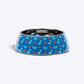 HUFT X Pinklay Jungle Joyride Printed Melamine Bowl With Steel Insert For Dog - Blue & Orange - Heads Up For Tails