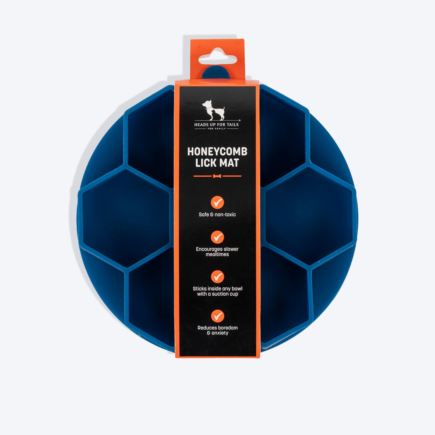 HUFT Honeycomb Stick To Bowl Lick Mat For Dog & Cat - Blue