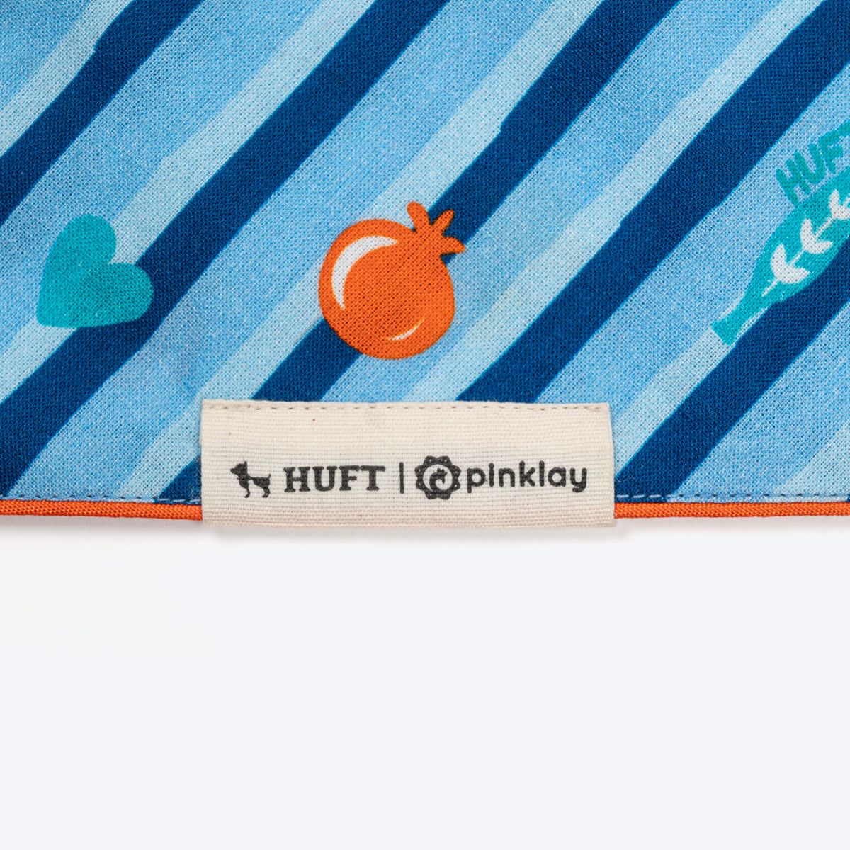 HUFT X Pinklay Jungle Joyride Knot Bandana For Dog - Blue & Orange - Heads Up For Tails