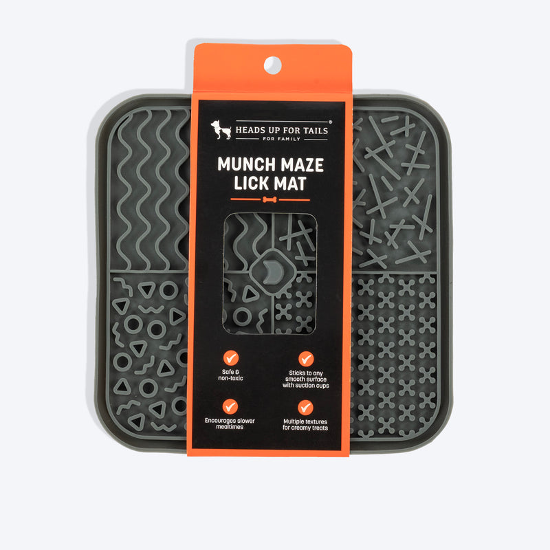 HUFT Munch Maze Lick Mat For Dog & Cat - Grey - Heads Up For Tails
