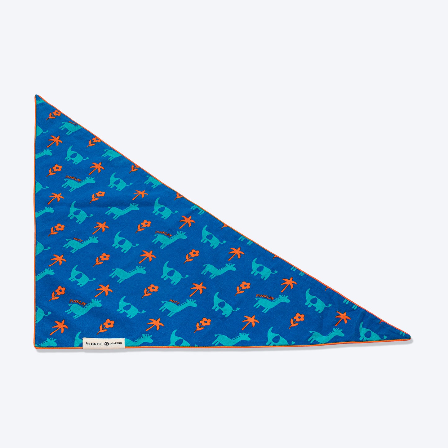 HUFT X Pinklay Strut In Stripes Knot Bandana For Dog - Blue & Orange - Heads Up For Tails