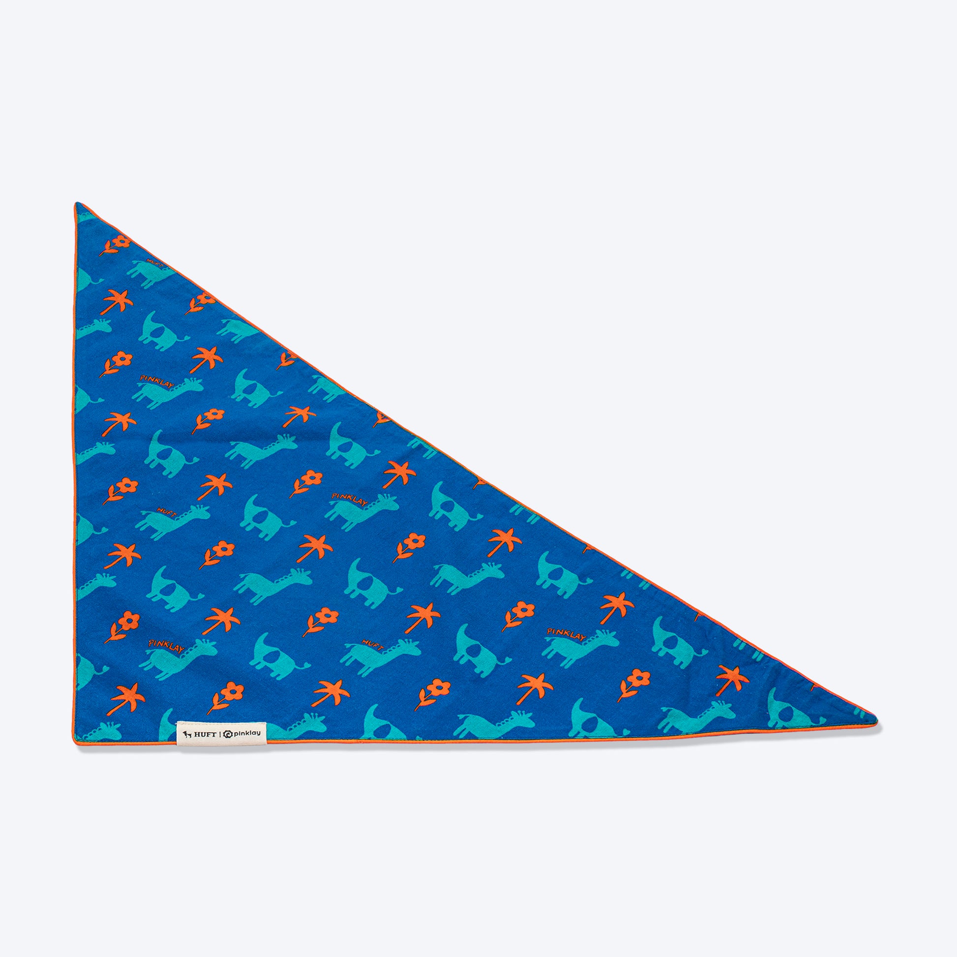 HUFT X Pinklay Strut In Stripes Knot Bandana For Dog - Blue & Orange - Heads Up For Tails